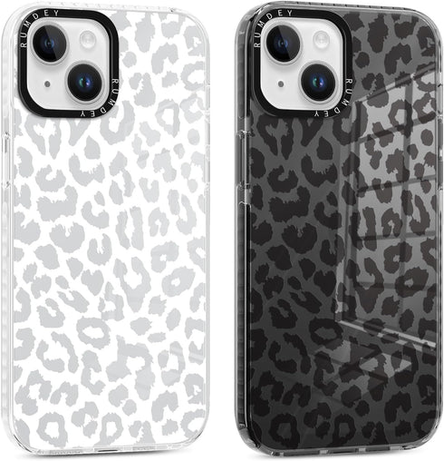 2 Pack Cheetah Cases for Apple iPhone 13 / iPhone 14 Case 6.1 inch, Clear with Cute Fashion Leopard Patterns for Girls Women, Slim Funda with Shoc...