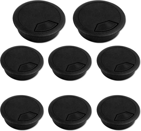 8 pcs 2 Inch 50 mm Plastic Desk Cord Cable Hole Wire Organizer Black Desk Grommet Adjustable Cord Cover (Black)...