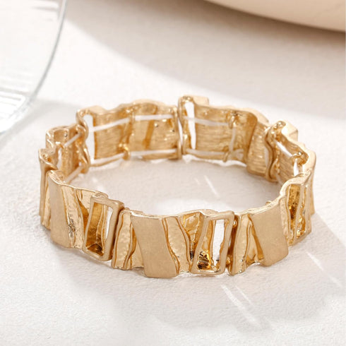 Gold Chunky Bangle Bracelets for Women Stretchy Link Chain Bracelet Flexible Wide Wristband Bangle Gifts...