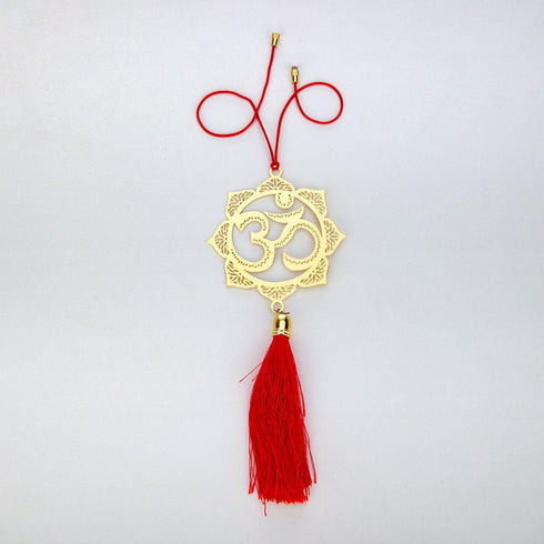 ADORAA's Hindu OM/AUM Symbol - Rear View Mirror Hanging Ornament/Pendant/Amulet - Brass Car Accessory for Divine Blessings & Safety/Protection...