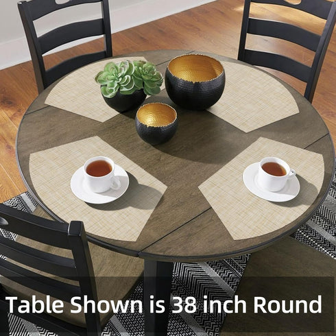 SHACOS Small Round Table Placemats Wedge Placemat Set of 4 Non Slip Heat Resistant Woven Vinyl Table Mats Wipe Clean Indoor Outdoor (4, Beige Yell...