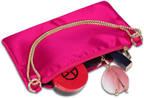 Women Satin Evening Handbag Wedding Prom Clutch Purse Formal Cocktail Party Clutches Shoulder Bag with 2 Bag Chains...