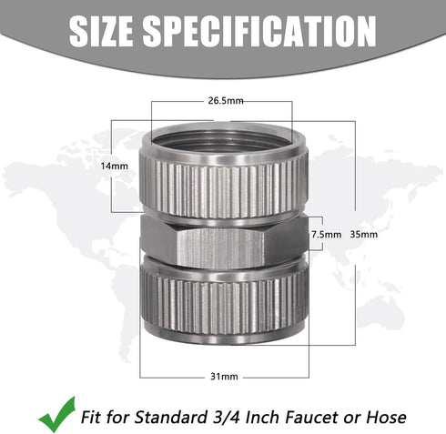 Garden Hose Adapter, Easy to Use, 2 Pack No Lead Metal 3/4 Inch Female to Female Connectors Fittings with 2 Extra Silicone Washers...