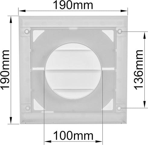 Vent Systems 4 inch (7.5 x 7.5) Exhaust Vent Cover - White - Dryer Vent Hood - Louvered Dryer Duct Vent Cover - Vent Hood Cap - One-Directional Plastic Air Supply Grille