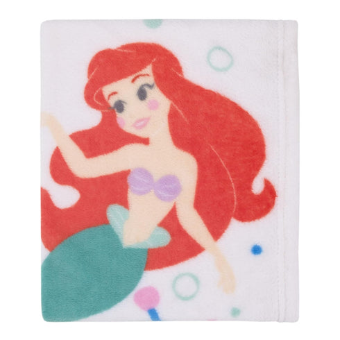 Disney Ariel The Little Mermaid White Mermaid Life Super Soft Photo Op Baby Blanket...