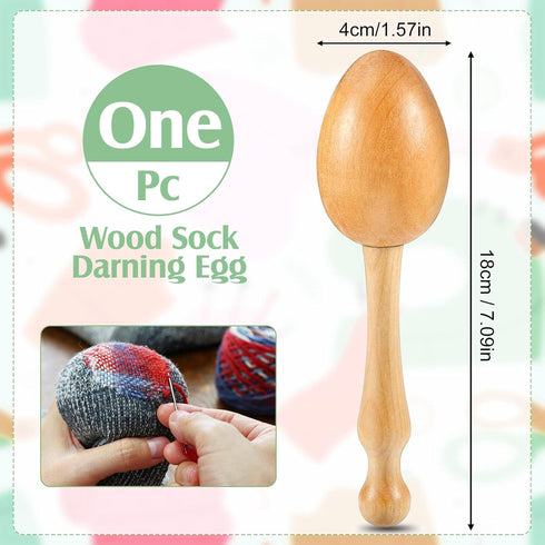 Darning Egg Darning Egg for Socks Wooden Darning Egg Wooden Darning Supplies Kit with Large Eye Needles Sewing Threads for Socks Clothes Adults Da...