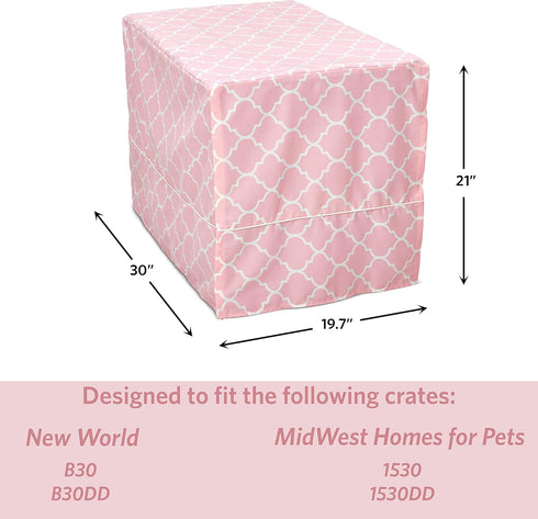 New World Pet Products Dog Crate Cover Featuring Teflon Fabric Protector, Dog Crate Cover Fits Midwest 30-Inch Dog Crates, Pink Designer Pattern...