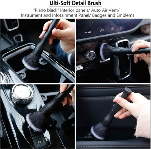 AntBooBoo 3 Pack Ultra-Soft Detailing Brush Set, Comfortable Grip and Scratch-Free Cleaning for Exterior, Interior Panels, Emblems, Badges, Gauge ...