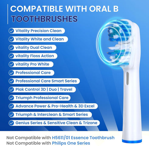 Replacement Brush Heads Compatible with Oral B- Double Clean Design, Double Clean Brush Heads, Compatible with Braun Oral-B Dual Clean Electric To...