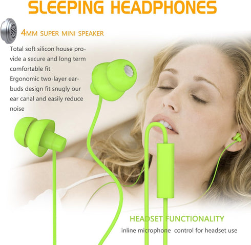 MINi5 Comfort-fit Headphones with Mic Wired Cellphone Earbuds with 3.5mm Jack (Green)...