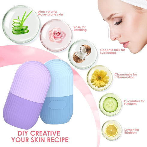 GeeRic Ice Face Roller, Silicone Ice Facial Rollers, Cube Face Contour for Eyes Neck, Beauty Facial Massage Roller Remove Dark Circle Pore Shrink ...