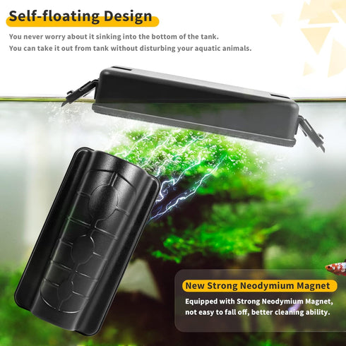 2023 Aquarium Magnetic Cleaner, Magnetic Algae Scraper, Fish Tank Glass Cleaner Brush, Floating Algae Magnet Cleaning Tool Scrubber Brush Algae Re...