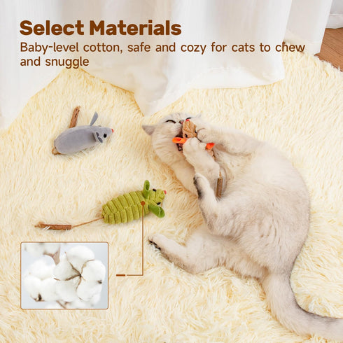 Potaroma Cat Toys 3Pcs Squeak Mice, Interactive Catnip Silvervine Animals Toys for Indoor Kittens, Dental Matatabi Cat Nip Chirping Toy, Cat Chew ...