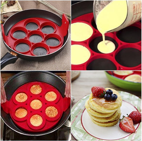 Flip N Cook Pancake, Flip N Cook Silicone Pancake Mold, Flip and Cook Pancake Maker, Reusable Fried Egg Molds, Flip'n'cook Silicone Pancake Mold, ...