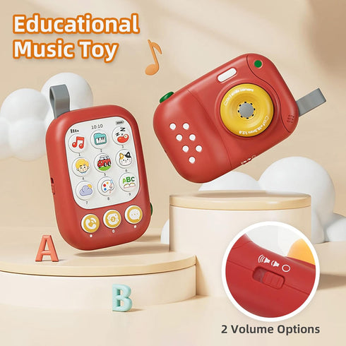 Baby Cell Phone Toy for Boys Girls 6 12 18 Months, Musical Soothing Piano Song Learning, Early Educational Camera Sound Activities Pretend Play, M...
