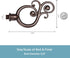 Kenney KN65260 Valencia Large Plastic Scroll End Standard Decorative Window Curtain Rod, 28-48" Adjustable Length, Chocolate Finish, 5/8" Diameter...