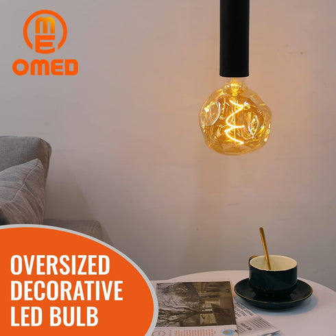 S125 Oversized LED Edison Bulb Large, 5 Watt 400 Lumens 2200k Warm Yellow Large Edison Light Bulb, Amber Glass Decorative Large Globe Dimmable E26...