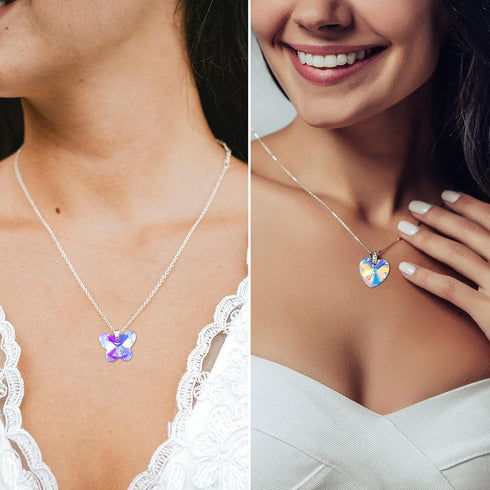 80 Pieces AB Crystal Beads Charms Butterfly Heart Star Flower Glass Crystal Beads Mixed Shape Loose Beads Crystal Pendants for Bracelets Necklace ...