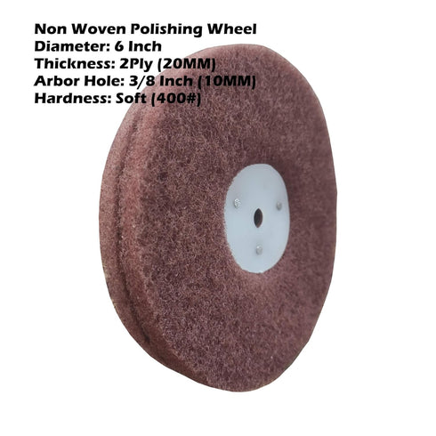 3PC 6 Inch x 2 Section Non Woven Polishing Wheel Kit for Bench Grinder with 10MM Arbor Hole Each 1PC Hard/Medium/Soft...