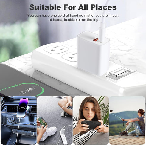 2Pack Set USB C Charger Block, 6.6 FT USB C to USB C Cable, Fast Charging Block Cube Brick Plug Adapter Compatible for with iPhone 15 Pro Max Plus...