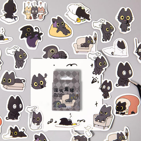 46 Pcs Cute Balck Cat Stickers for Scrapbooking Diary Laptop Junk Journal Notebook Kids Envelope Card Making Diary Planner Craft DIY Craft Decorat...