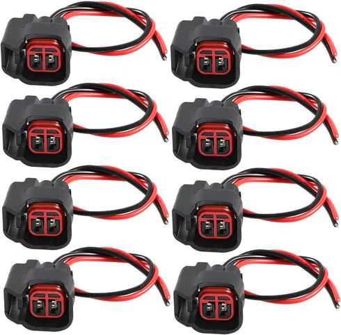 8 Pcs EV6 EV14 Fuel Injector Connector Pigtail Wire Harness Compatible with Chevrolet Suburban 2500 2008-2013/ Ford Mustang 2009-2013/ Lincoln MKS...