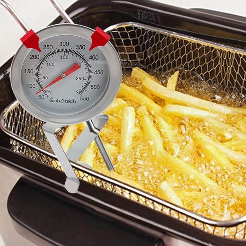 Meat Candy Deep Fry Thermometer - 2" Dial Thermometer 12" Long Stainless Steel Stem Cooking Thermometer for Grill, Turkey, BBQ (Pack of 2)...