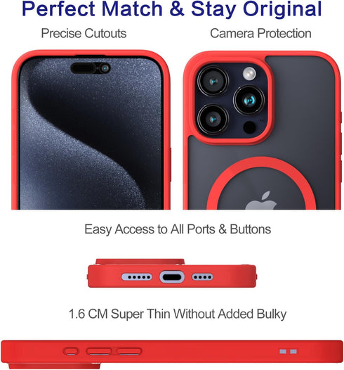 for iPhone 15 Pro Max Case, Compatible with MagSafe, Military-Grade Protection, Yellowing Resistant, Scratch-Resistant Back, Magnetic Phone Case f...