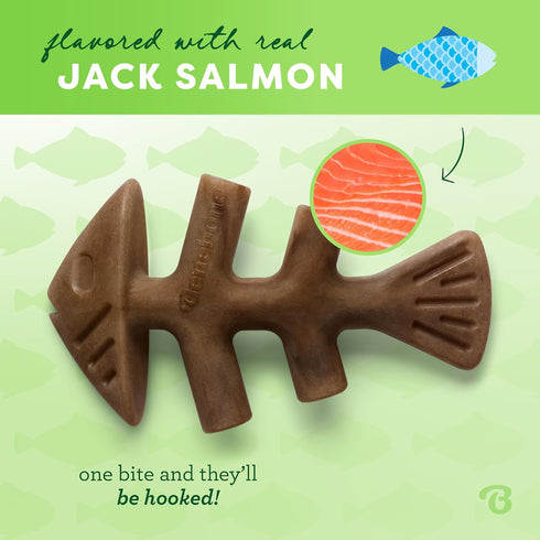 Benebone Tiny 2-Pack Fishbone Durable Dog Chew Toys, Real Fish Flavor, Made in USA...