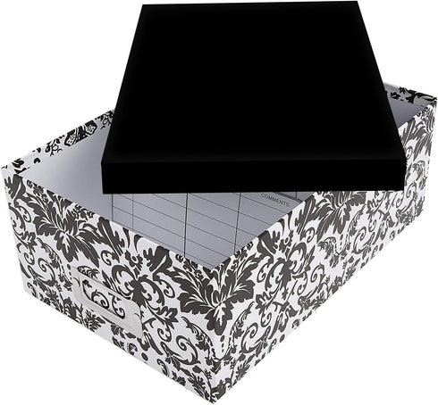 Heavy-Duty Photo/Video Storage Box, Damask Design...