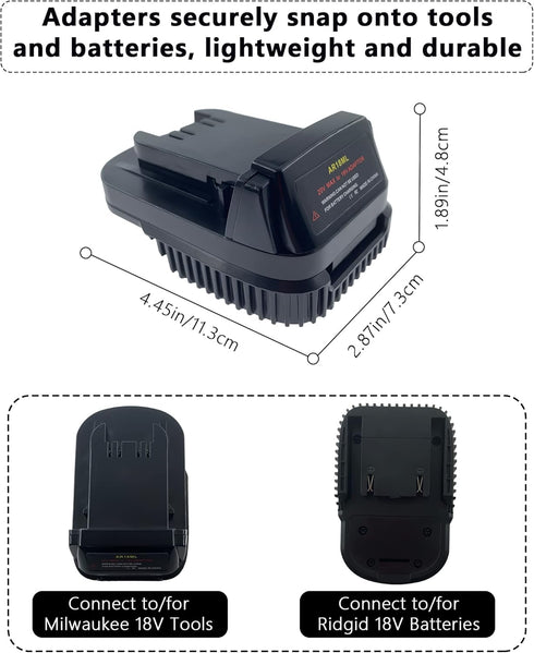 Adapter for Ridgid AEG 18V Battery to for Milwaukee M18 18V Cordless Tools, Use for Ridgid 18V Platform Batteries (Adapter Only)...