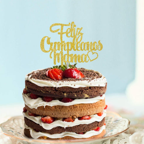Feliz Cumpleanos Mama Cake Topper,Happy Mother's Day, Mom Birthday Party Supplies Decoration...