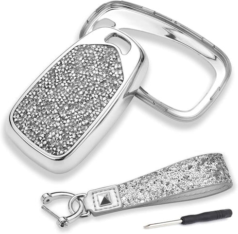 Royalfox 3 4 5 6 Buttons 3D Bling Diamond Rhinestones Smart Remote Key Fob Case Cover for 2016 2017 2018 2019 2020 2021 2022 Chevrolet Malibu Cama...