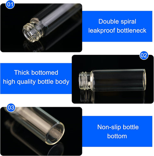 10PCS 4ml Clear Glass Vials with Screw Caps and PE pad, 1 Dram Small Lab Sample Vials with Lids, Leak-Proof Liquid Storage Empty Vial (with Droppe...