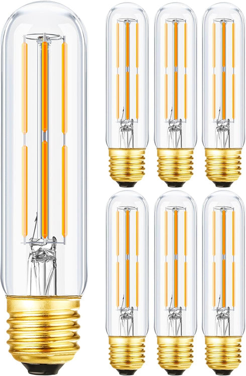 Leools T10 Led Bulb,Dimmable 6W Led Tubular Bulbs,E26 LED Edison Bulb, 60 Watt Incandescent Bulb Equivalent,Warm White 2700K, Clear Glass, E27 Lam...