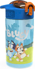 Zak Designs Bluey Kids Durable Plastic Spout Cover and Built-in Carrying Loop, Leak-Proof Water Design for Travel, (16oz, 2pc Set), Bluey Bottle 2...