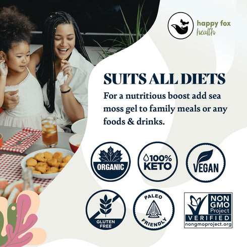 HAPPY FOX Organic Sea Moss Raw Gold - Makes 75oz of Seamoss Gel Rich in Vitamins & Minerals, Certified Non-GMO, Wildcrafted, Sundried Superfood - ...