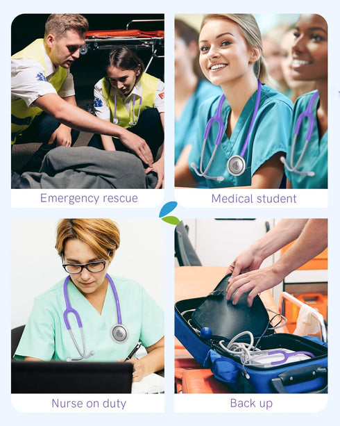 FriCARE Purple Stethoscopes for Nurses, Doctors and Nursing School Students, Lightweight Single Head Stethoscopes kit for Home Use Medical Supplie...