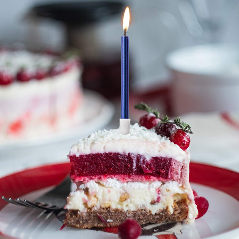 Luter Metallic Long Blue Candle Birthday Candles with Holder Cake Candles for Wedding Party Birthday Decoration (24 Pieces)...