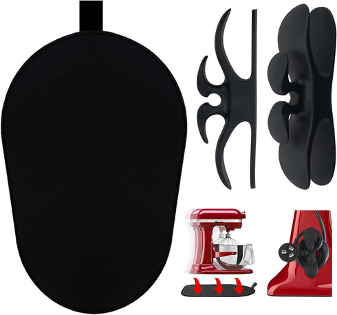 Sliding Mat for Kitchenaid Mixer with 2 Black Kitchen Accessories, Mover Slider Mat Pad for 5-8 Qt Bowl-Lift Stand Mixer, Kitchen Appliance Slider...
