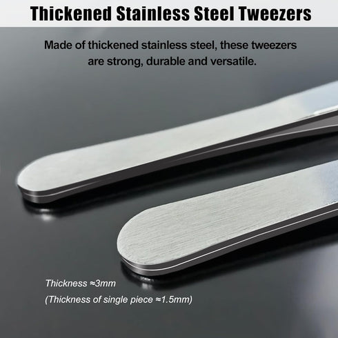 4 Pieces Long Tweezers,Long Handle Stainless Steel Straight and Curved Tweezers Nippers,Precision Craft Tweezers Set with Serrated Tips,Bonsai Too...