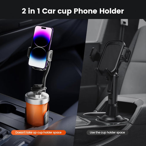 Cup Holder Phone Mount for Car, Universal 360° Adjustable Gooseneck Cell Phone Cup Holder Expander for Medium-Sized Vehicles Truck Compatible with...