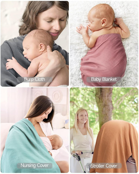 Swaddle Blanket, Soft Silky Muslin Swaddle Blankets, Breathable and Skin-Friendly Baby Blankets for Boys & Girls, 2-Pack Unisex Muslin Baby Blanke...