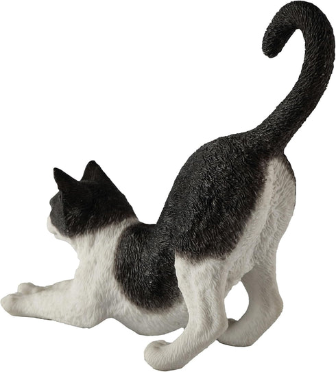 Veronese Design 4 7/8 Inch Black and White Cat Stretching Resin Hand Painted Figurine...