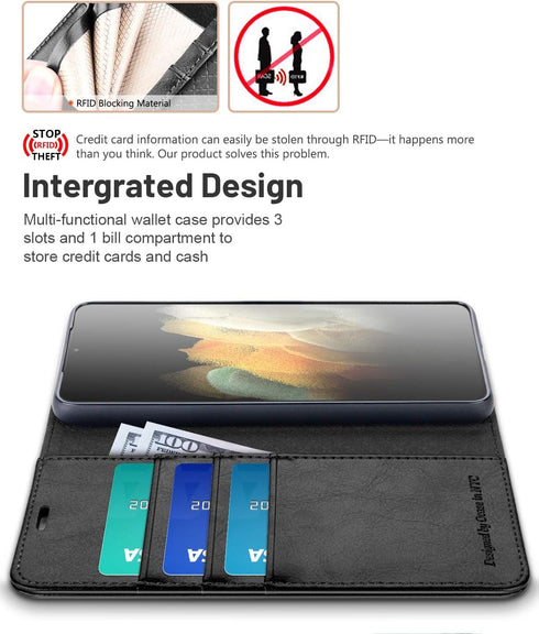 OCASE Compatible with Galaxy S21 Plus 5G Wallet Case, PU Leather Flip Folio Case with Card Holders RFID Blocking Kickstand [Shockproof TPU Inner S...