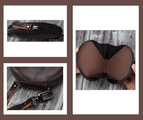 Genuine Leather Patchwork Retro Round Coin Purse Change Pouch Small Slim Clutch Wristlet RFID Blocking Wallet (Expresso)...