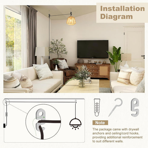 DiCUNO E26 Hanging Lantern Extension Cord Cable, Light Socket On Off Inline Cord Switch Control Lamp, 6.6 Feet (2M), Black, 1-Pack...