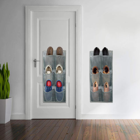 Wall Mounted Shoes Rack 2Pack/Can Store 6Pairs of Sneakers,with Sticky Hanging Mounts, Shoes Holder Storage Organizer Shelf,Door Shoe Hangers (SM0...