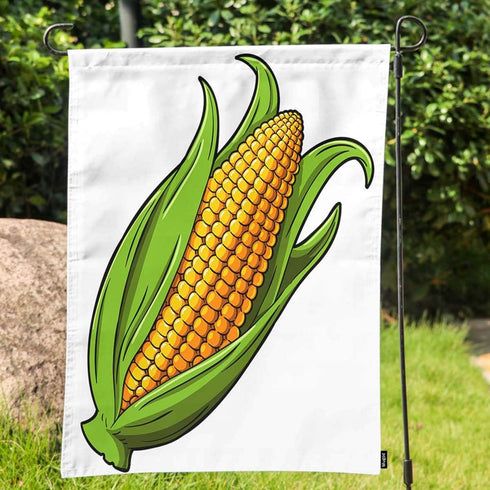 Corn Garden Flag Cartoon Golden Sweet Corn on The White Background Decorative Spring Summer Outdoor House Flag for Garden Yard Lawn 12 x 18 Inch...