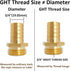 3/4" Barb x 3/4" Male GHT Thread Hex Brass Garden Water Hose Pipe Connector Copper Fitting with Stainless Clamp House/Boat/Lawn/Power Wash/Irrigat...
